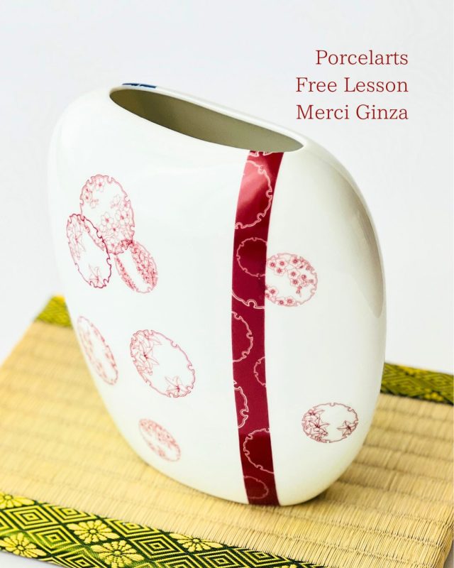 ポーセラーツ　銀座　フリーレッスン　花瓶　メルシー銀座 (1)